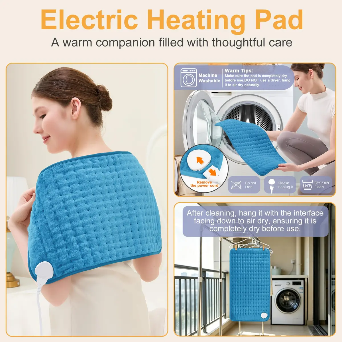 Deepsoon Electric Heating Pad 61cm x 30.5cm (24x12 Inch) | 6 Heat Settings & Auto Shut-Off - view 7