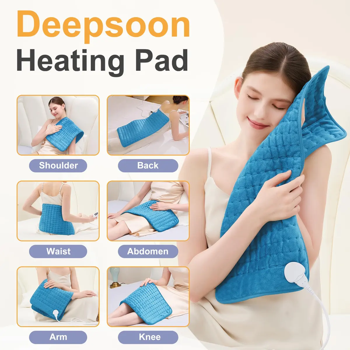 Deepsoon Electric Heating Pad 61cm x 30.5cm (24x12 Inch) | 6 Heat Settings & Auto Shut-Off - view 2