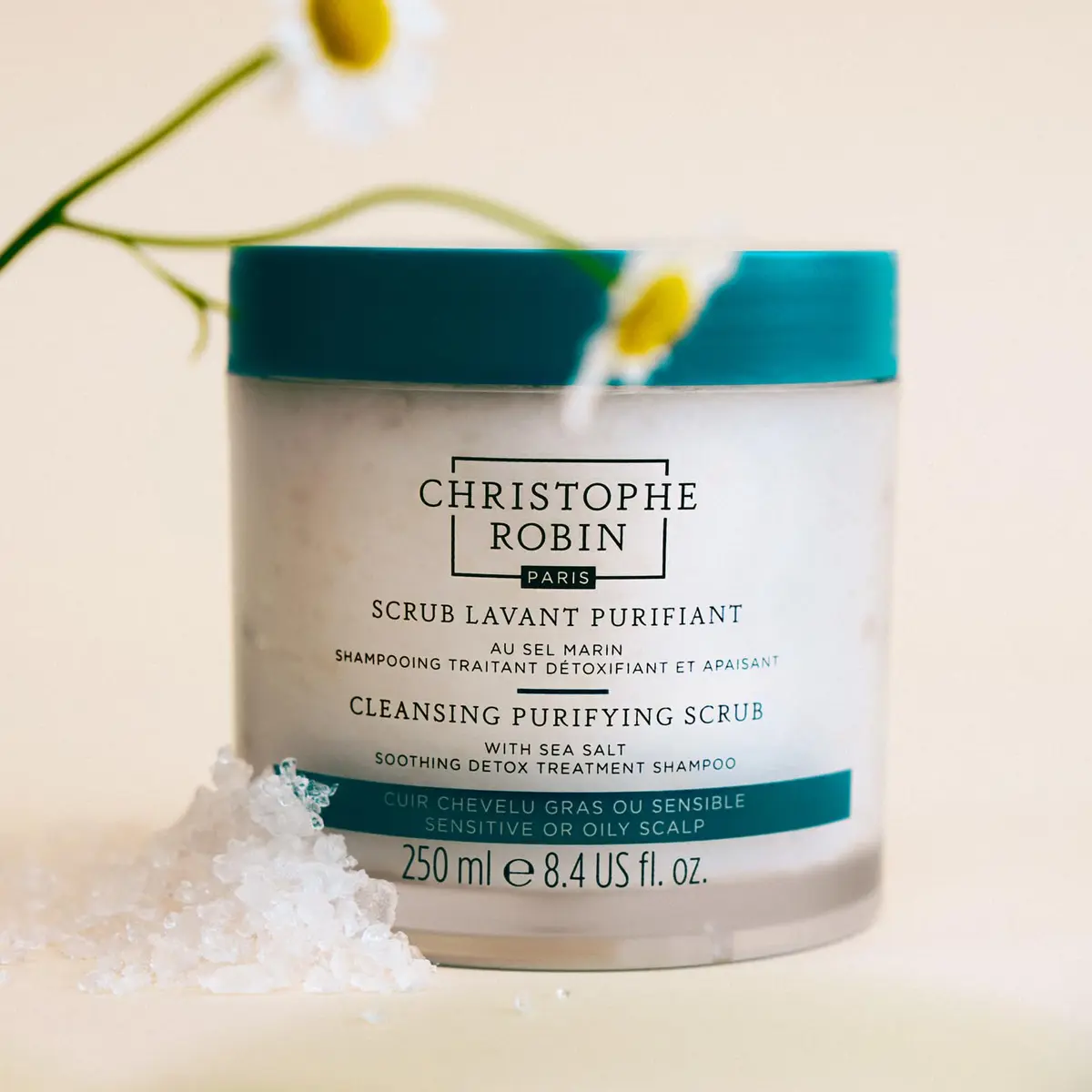 Christophe Robin Purifying Scalp Scrub with Sea Salt 250ml | Deep Cleansing Detox for Oily Roots & Sensitive Scalps - view 3