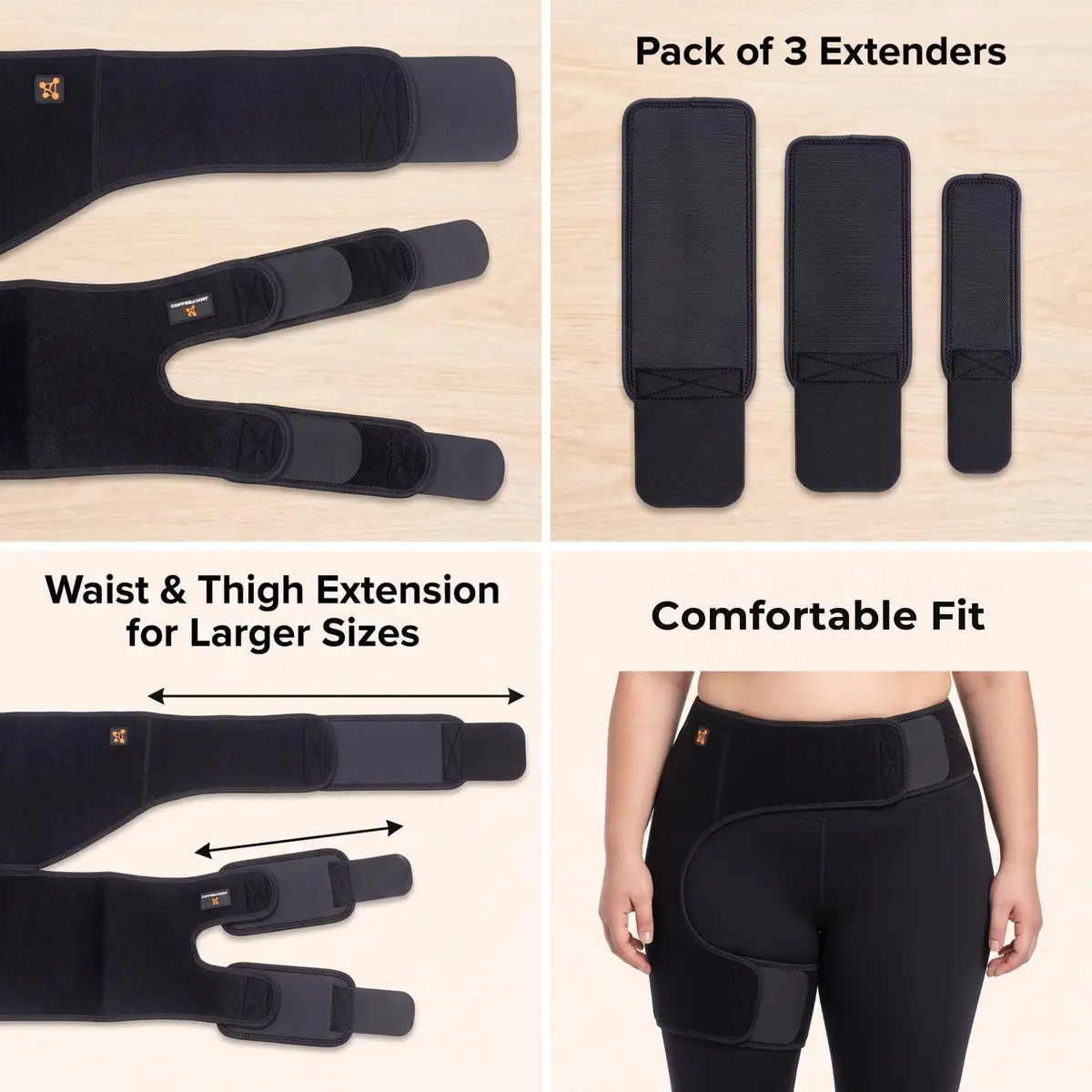 CopperJoint Hip Brace Extender Kit for Larger Fit, 3-Piece Accessory | Adjustable Support for Larger Sizes - view 2