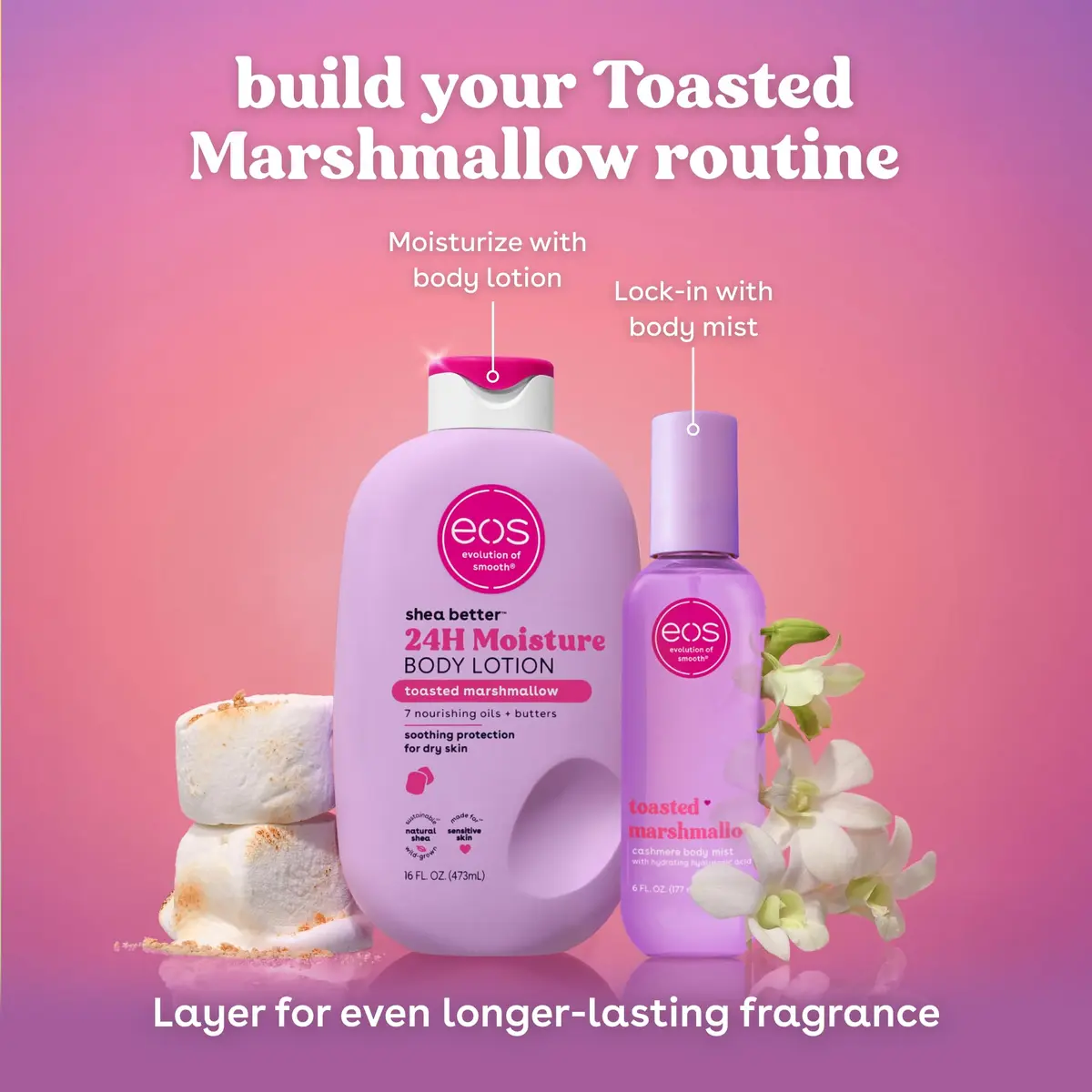 eos Shea Better 24H Moisture Body Lotion Toasted Marshmallow 473ml | Deep Hydrating, Non-Greasy, Long-Lasting - view 5