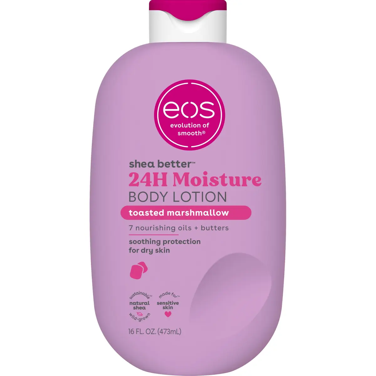eos Shea Better 24H Moisture Body Lotion Toasted Marshmallow 473ml | Deep Hydrating, Non-Greasy, Long-Lasting - main product image