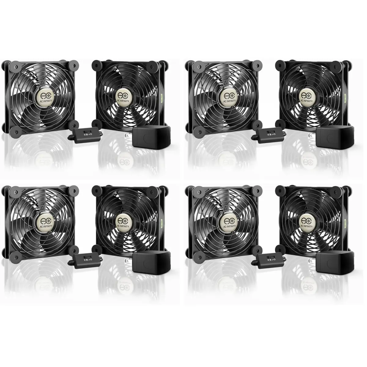 AC Infinity MULTIFAN S7-P Quiet Dual 120mm AC-Powered Fan Pack of 4 | UL-Certified Component Cooling - main product image