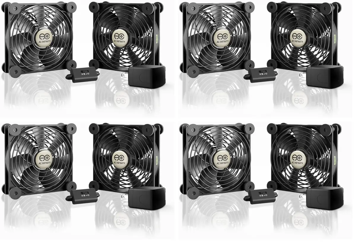 AC Infinity MULTIFAN S7-P Quiet Dual 120mm AC-Powered Fan Pack of 4 | UL-Certified Component Cooling - main product image