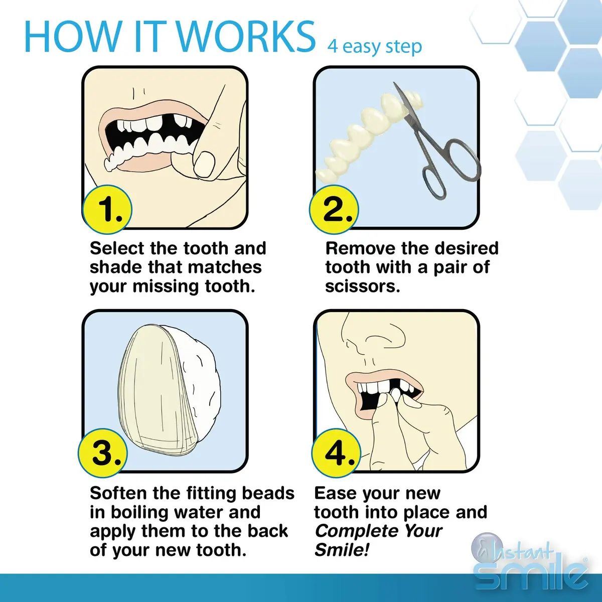 Instant Smile Complete Your Smile Temporary Tooth Replacement Kit - Replace a Missing Tooth in Minutes - Patented (Pack of 2) - view 7