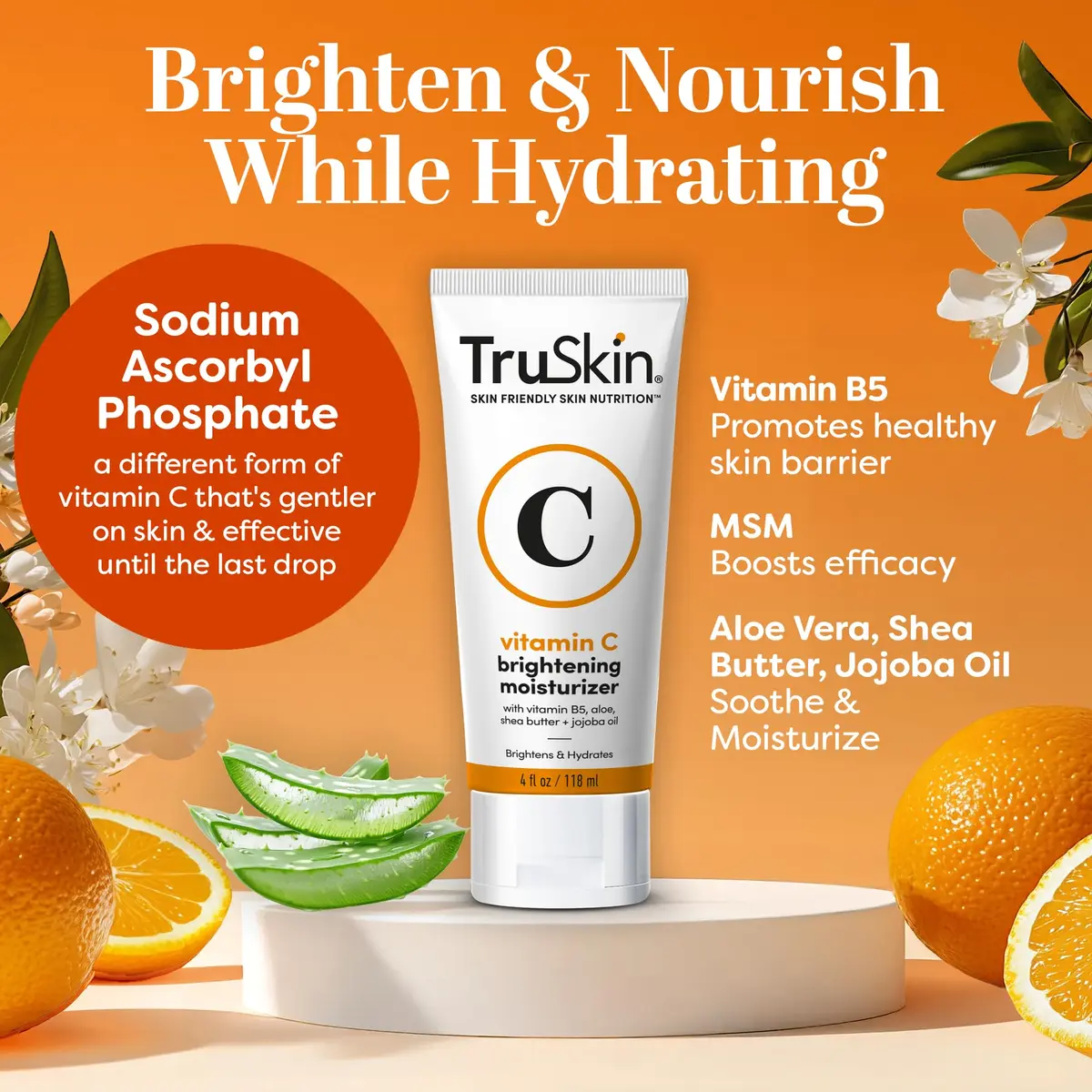 TruSkin Vitamin C Face Cream with Vitamin E, B5, Jojoba Oil & Green Tea, 200ml (6.76 Fl Oz) | Brightens & Hydrates for Radiant Skin - view 2