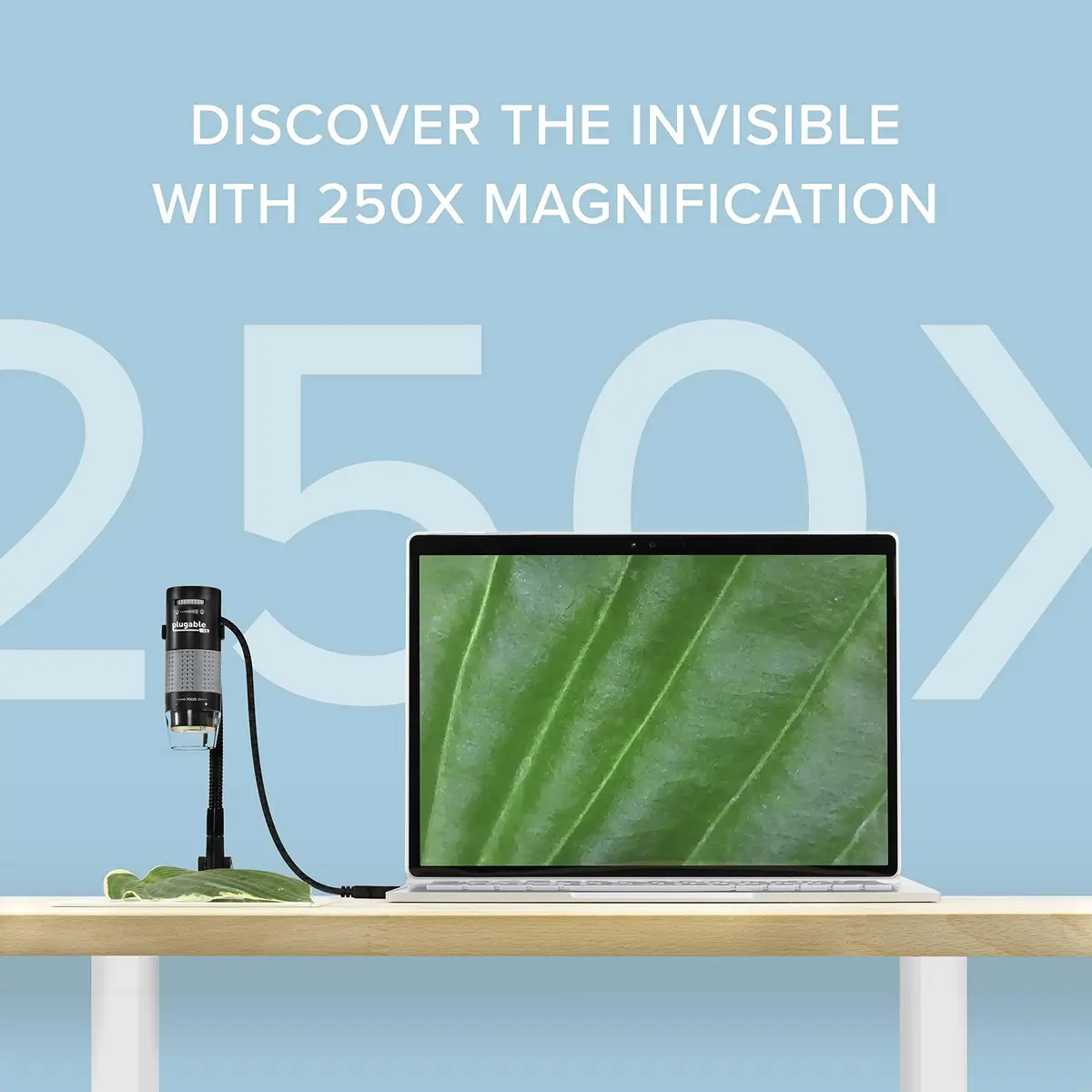 Plugable USB Digital Microscope 250x | 2MP Handheld USB & USB-C Microscope with Flexible Arm Stand for Electronics & Education - view 2