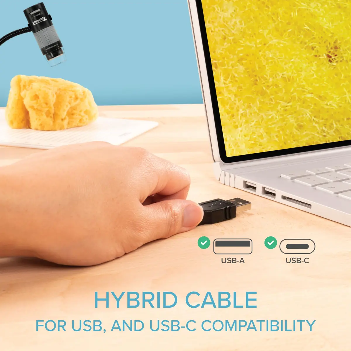 Plugable USB Digital Microscope 250x | 2MP Handheld USB & USB-C Microscope with Flexible Arm Stand for Electronics & Education - view 3