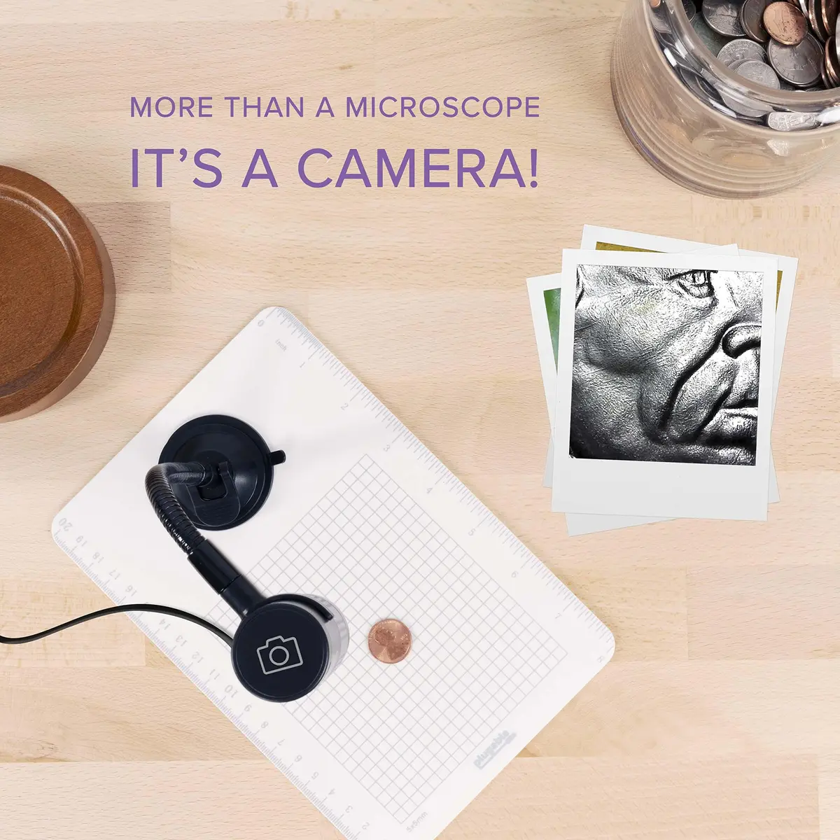 Plugable USB Digital Microscope 250x | 2MP Handheld USB & USB-C Microscope with Flexible Arm Stand for Electronics & Education - view 4