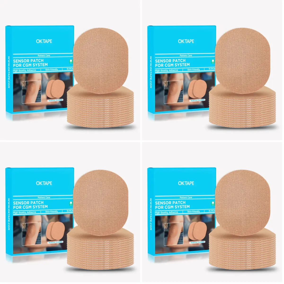 OK TAPE Adhesive Patches for Medtronic Guardian 60 Count (Pack of 4) | Waterproof & Sweatproof CGM Sensor Patches - main product image