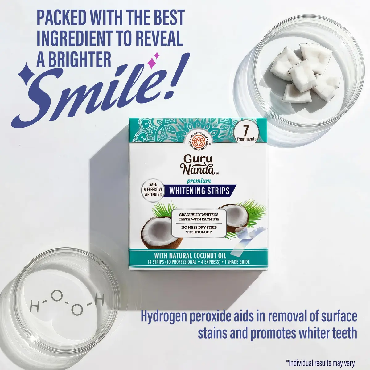 GuruNanda Teeth Whitening Strips Kit - 7-Day Treatment with Non-Slip, Dry Strip Technology - Whitening Designed with Care for a Brighter Smile (Pack of 4) - view 5