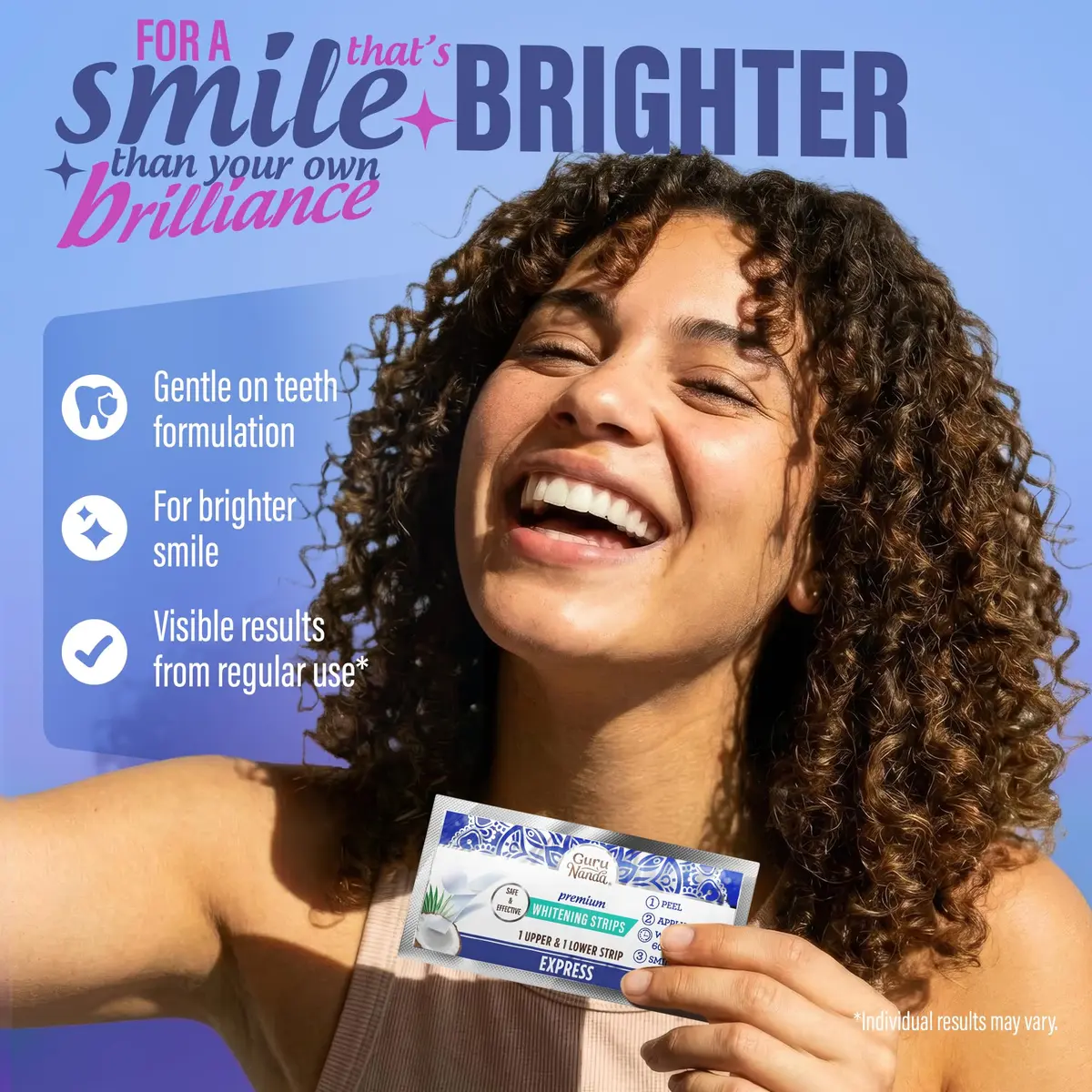 GuruNanda Teeth Whitening Strips Kit - 7-Day Treatment with Non-Slip, Dry Strip Technology - Whitening Designed with Care for a Brighter Smile (Pack of 4) - view 3