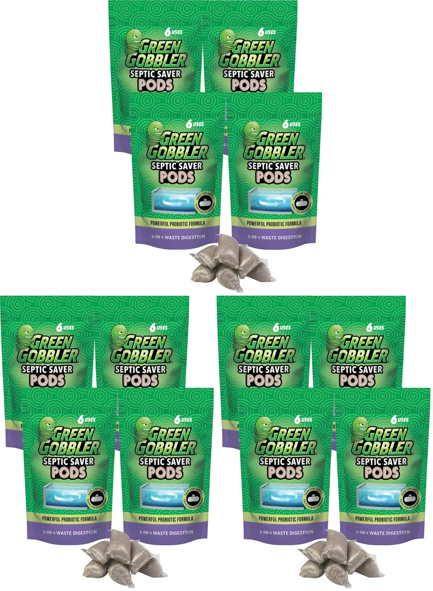 Green Gobbler Septic Saver Pods 72 Count (2.87 kg / 6.32 lb) | Natural Bacteria for Septic System Maintenance - main product image