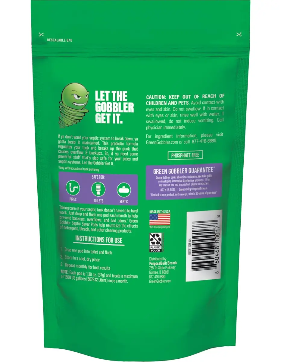 Green Gobbler Septic Saver Pods 72 Count (2.87 kg / 6.32 lb) | Natural Bacteria for Septic System Maintenance - view 2