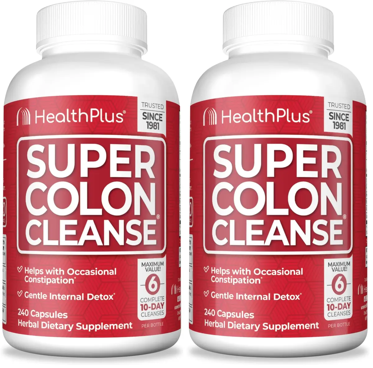 Health Plus Super Colon Cleanse Gentle Gut Cleanse Detox 240 Capsules (Pack of 2) - main product image