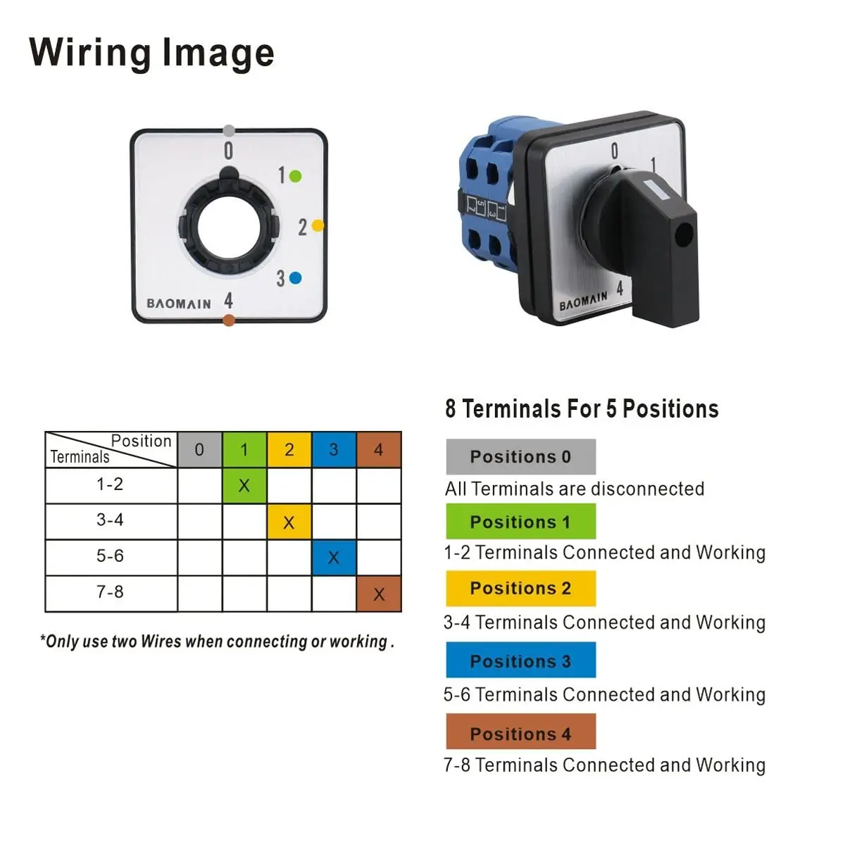 Baomain 20A 660V 5-Position Rotary Selector Switch | Pack of 2 - view 4