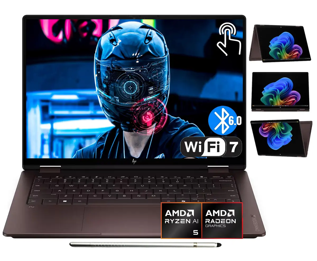 HP OmniBook X Flip 2-in-1 AI Laptop 14" 2K OLED Touchscreen | AMD Ryzen AI 5 430, 16GB LPDDR5X, 512GB SSD, Wi-Fi 7, Win11 - main product image