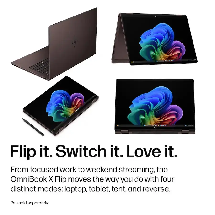 HP OmniBook X Flip 2-in-1 AI Laptop 14" 2K OLED Touchscreen | AMD Ryzen AI 5 430, 16GB LPDDR5X, 512GB SSD, Wi-Fi 7, Win11 - view 5