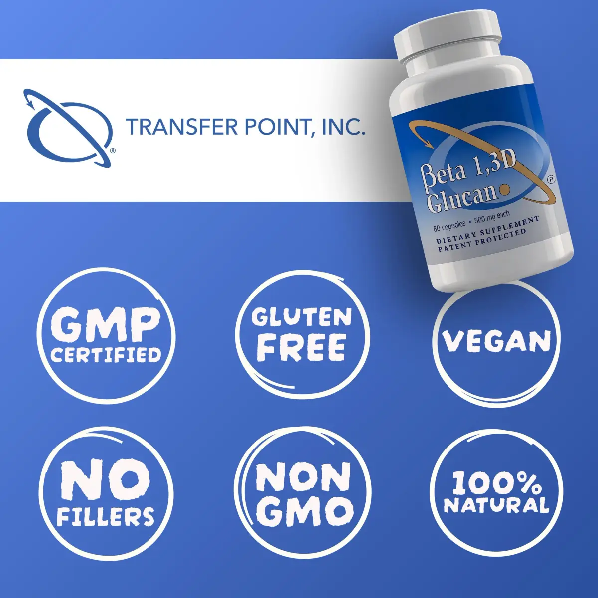 Transfer Point Immune Support Supplement Highly Purified Beta 1,3D Glucan 500 mg Capsules (360 Count) | Immune System Support - view 4