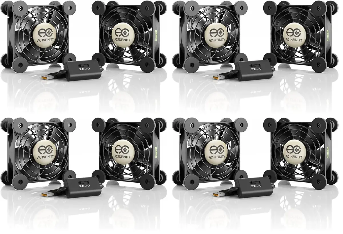 AC Infinity MULTIFAN S5 Dual 80mm USB Cooling Fans (Pack of 4) | 52 CFM, 18 dBA, UL-Certified - main product image