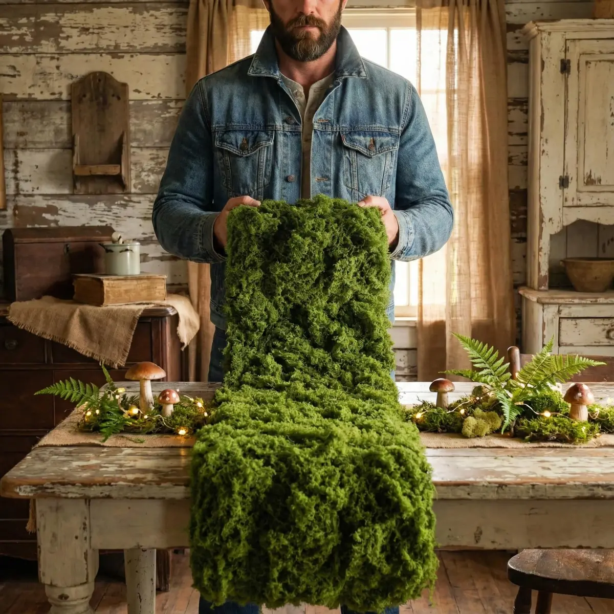 BYHER Green Artificial Moss Mat 30cm x 180cm (12" x 71") | Realistic Cloud Soft Feel for Crafts & Decor - view 2