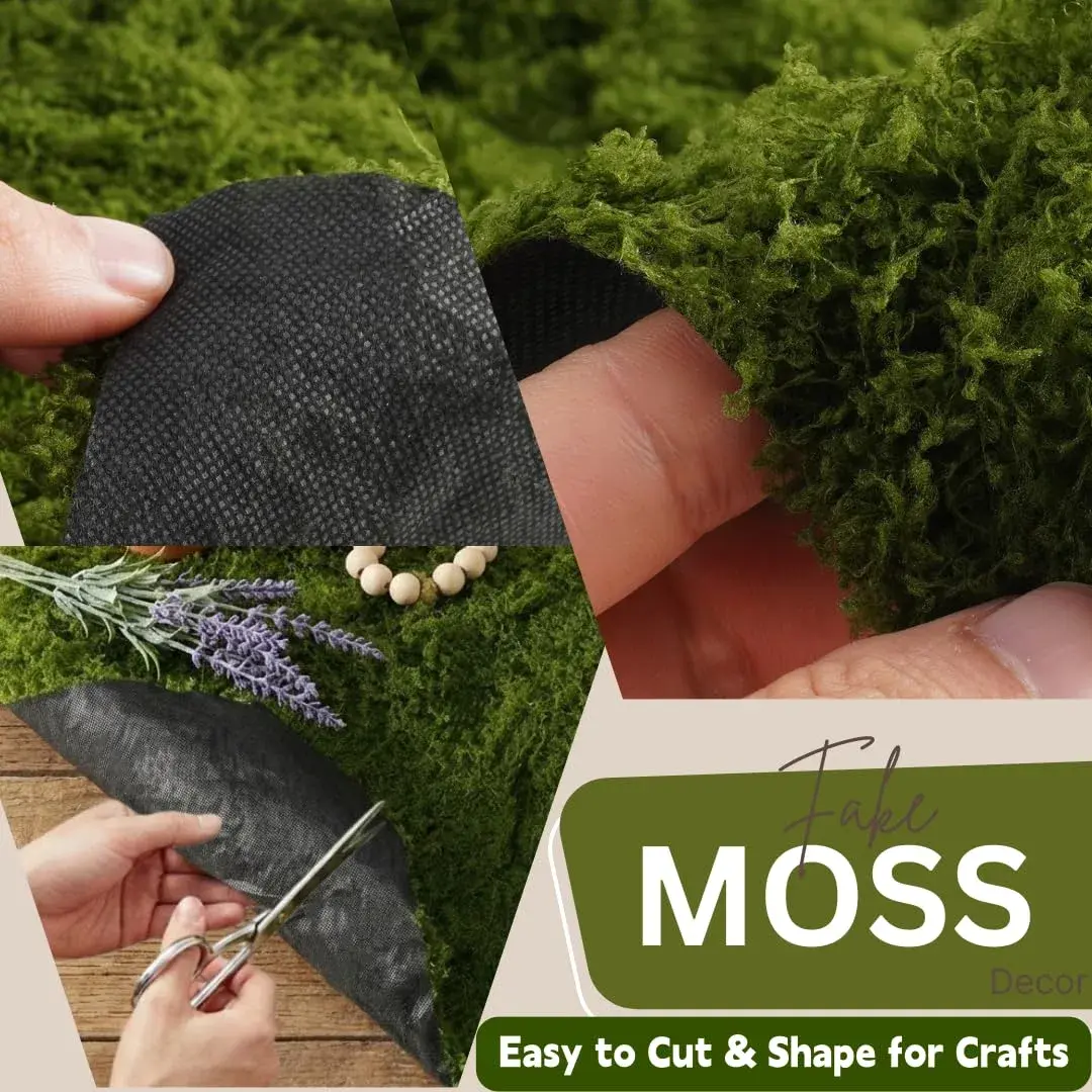 BYHER Green Artificial Moss Mat 30cm x 180cm (12" x 71") | Realistic Cloud Soft Feel for Crafts & Decor - view 4