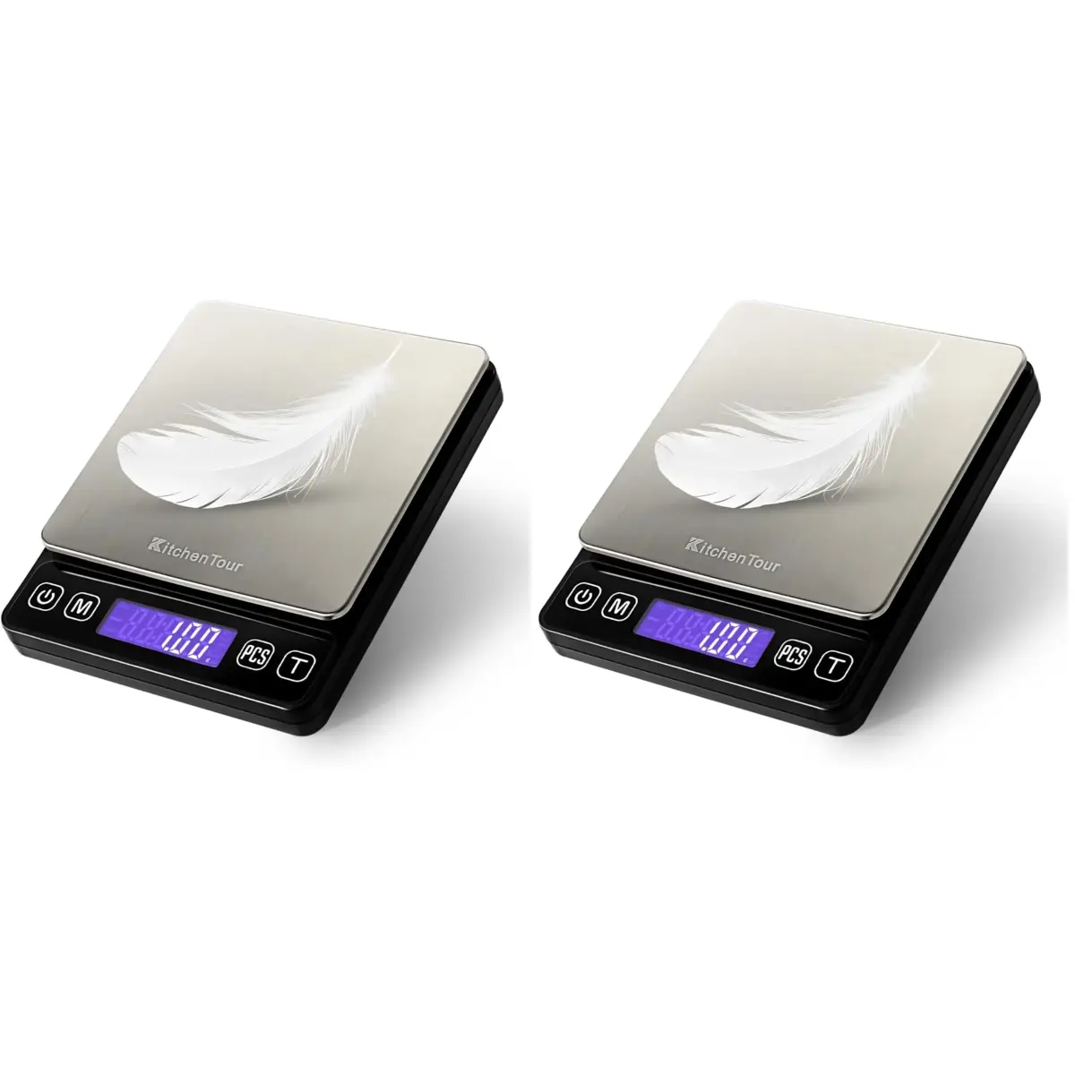 K KitchenTour Black Digital Kitchen Scale 500g x 0.01g (Pack of 2) | Precision Weighing for Coffee, Jewelry, and Ingredients - main product image