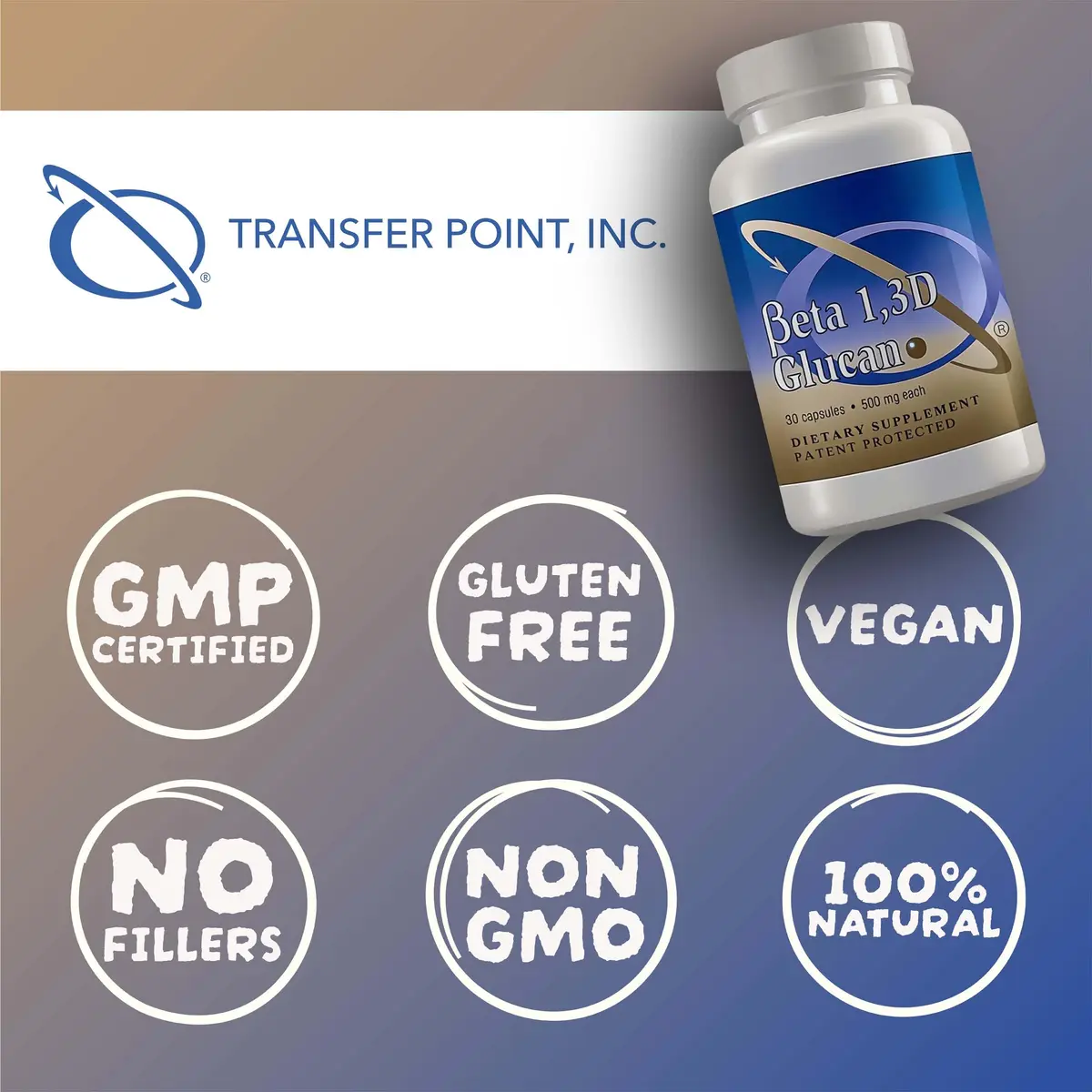 Transfer Point Immune Support Supplement Beta Glucan 500 mg Capsules (Pack of 2, 60 Count) | Immune Support Supplement - view 5