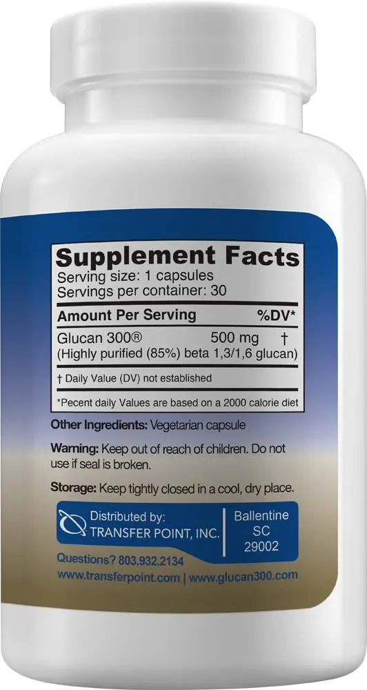 Transfer Point Immune Support Supplement Beta Glucan 500 mg Capsules (Pack of 2, 60 Count) | Immune Support Supplement - view 2