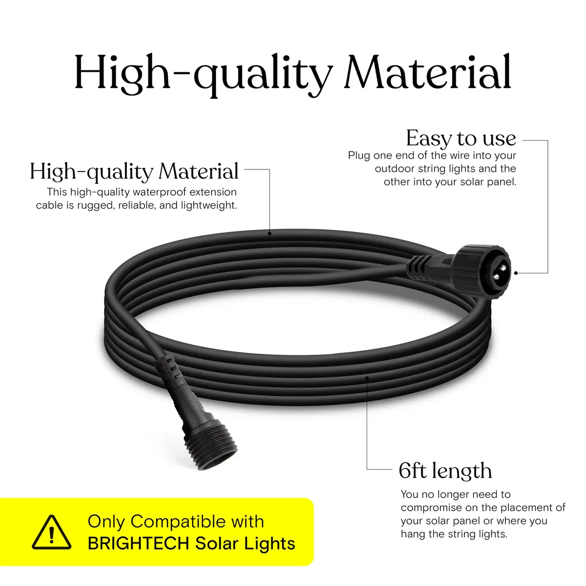 Brightech Ambience Pro Waterproof Extension Cable for Solar Outdoor String Lights, 6 Ft Pack of 2 | Rugged & Reliable - view 4