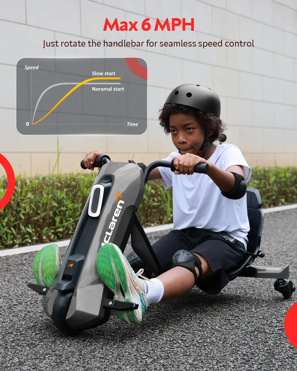 SaveJoy 24V Electric Go Kart for Kids 6-12 | 360° Spin Drift Cart, Black - view 5