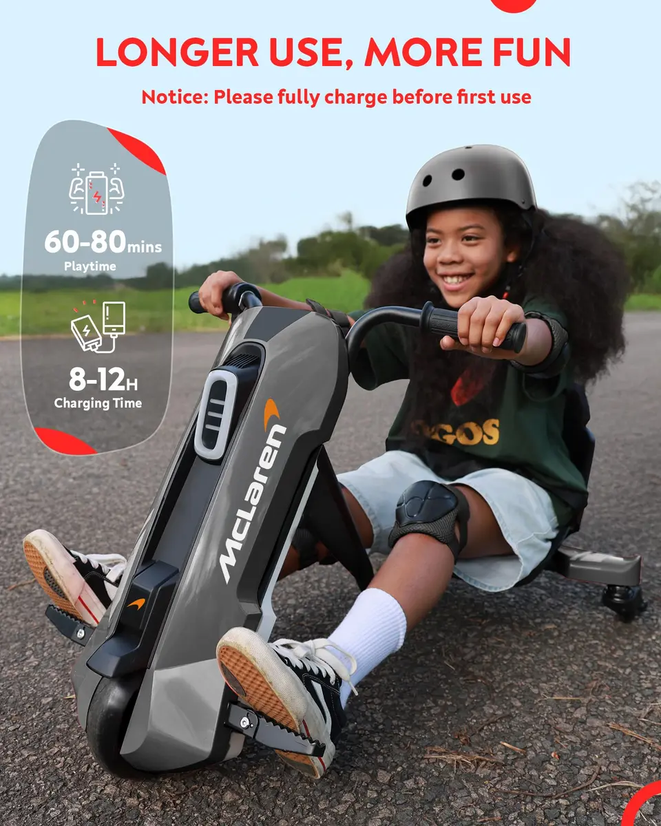 SaveJoy 24V Electric Go Kart for Kids 6-12 | 360° Spin Drift Cart, Black - view 6