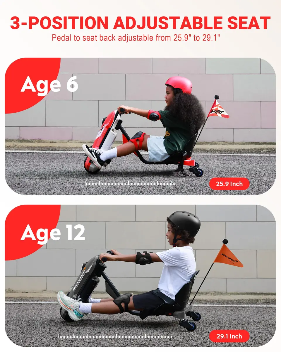 SaveJoy 24V Electric Go Kart for Kids 6-12 | 360° Spin Drift Cart, Black - view 8
