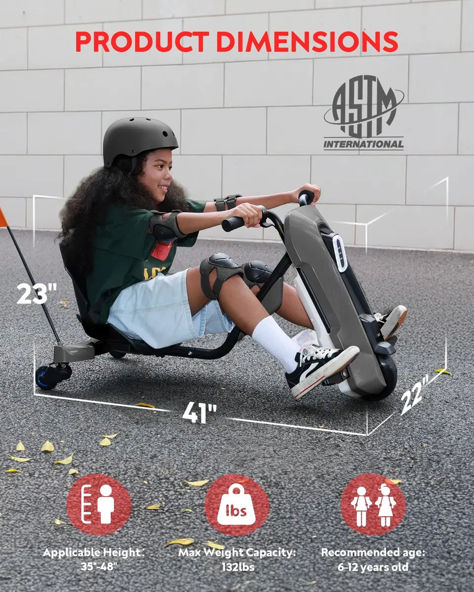 SaveJoy 24V Electric Go Kart for Kids 6-12 | 360° Spin Drift Cart, Black - view 2