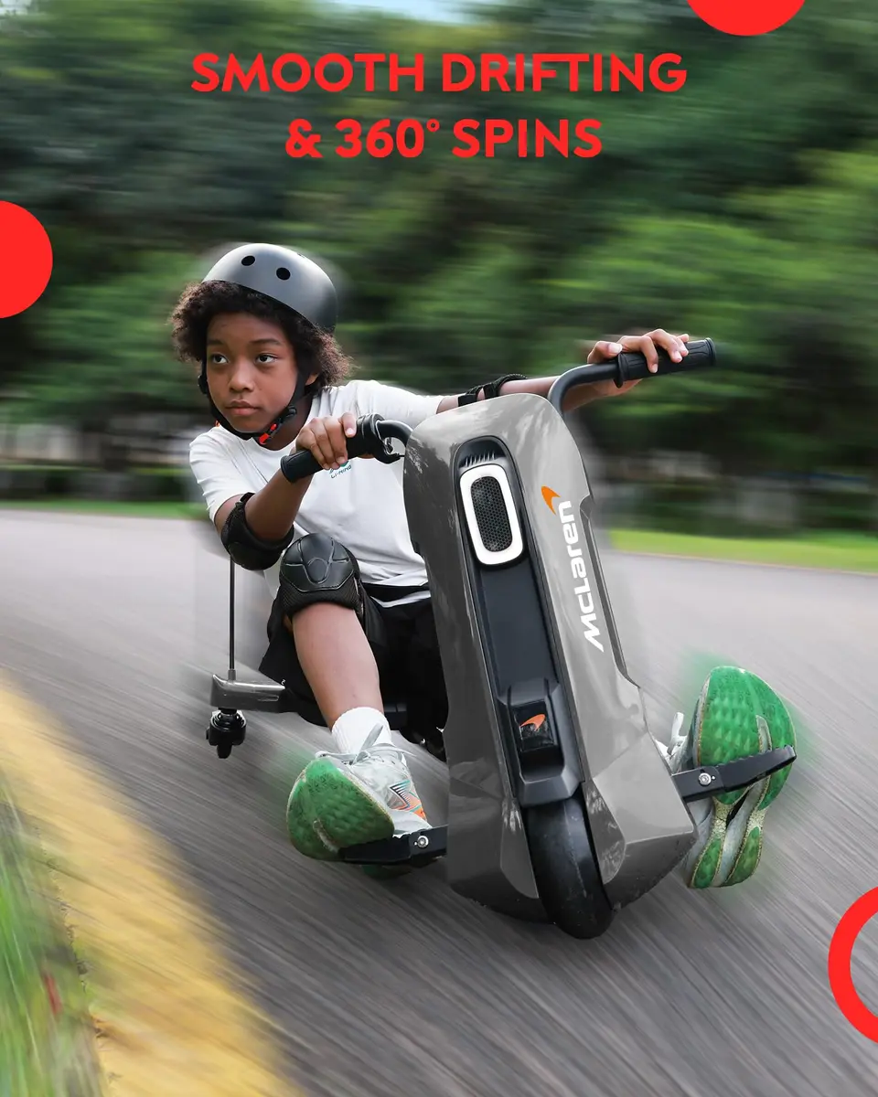 SaveJoy 24V Electric Go Kart for Kids 6-12 | 360° Spin Drift Cart, Black - view 4
