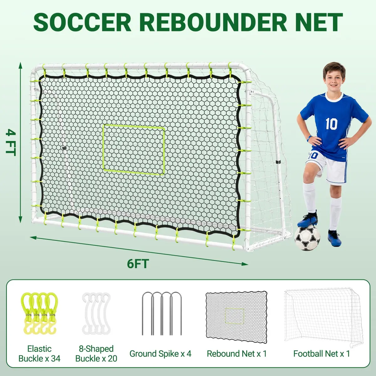 NAIZEA 2 in 1 Soccer Rebounder Net & Soccer Goal | Adjustable Angles for Skill & Multi-Sport Training - view 8