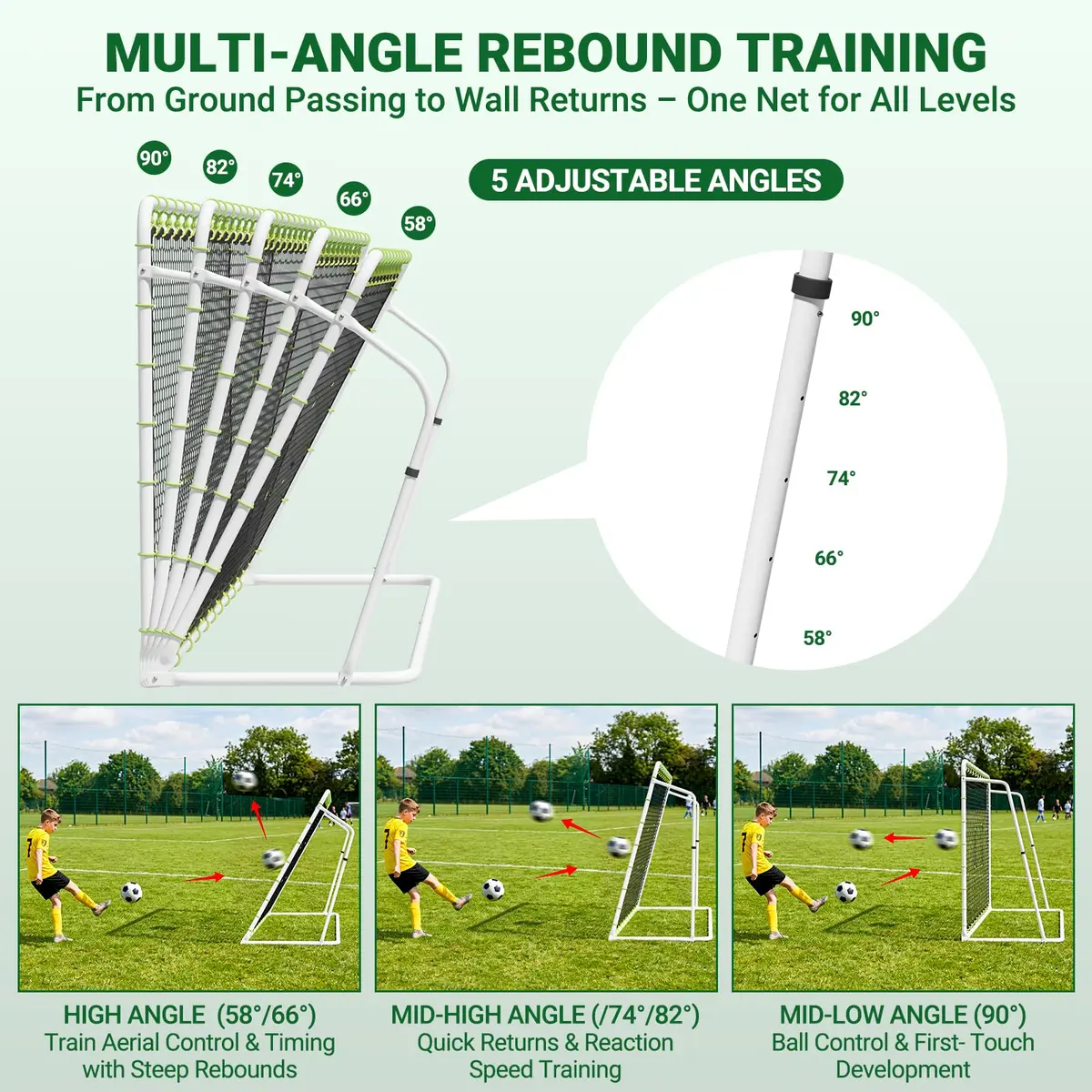 NAIZEA 2 in 1 Soccer Rebounder Net & Soccer Goal | Adjustable Angles for Skill & Multi-Sport Training - view 3