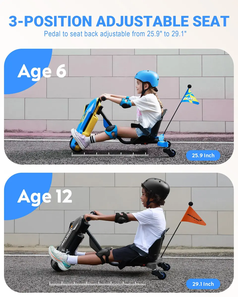 SaveJoy 24V Electric Go Kart for Kids 6-12 | 360° Spin Drift Cart, Blue - view 8