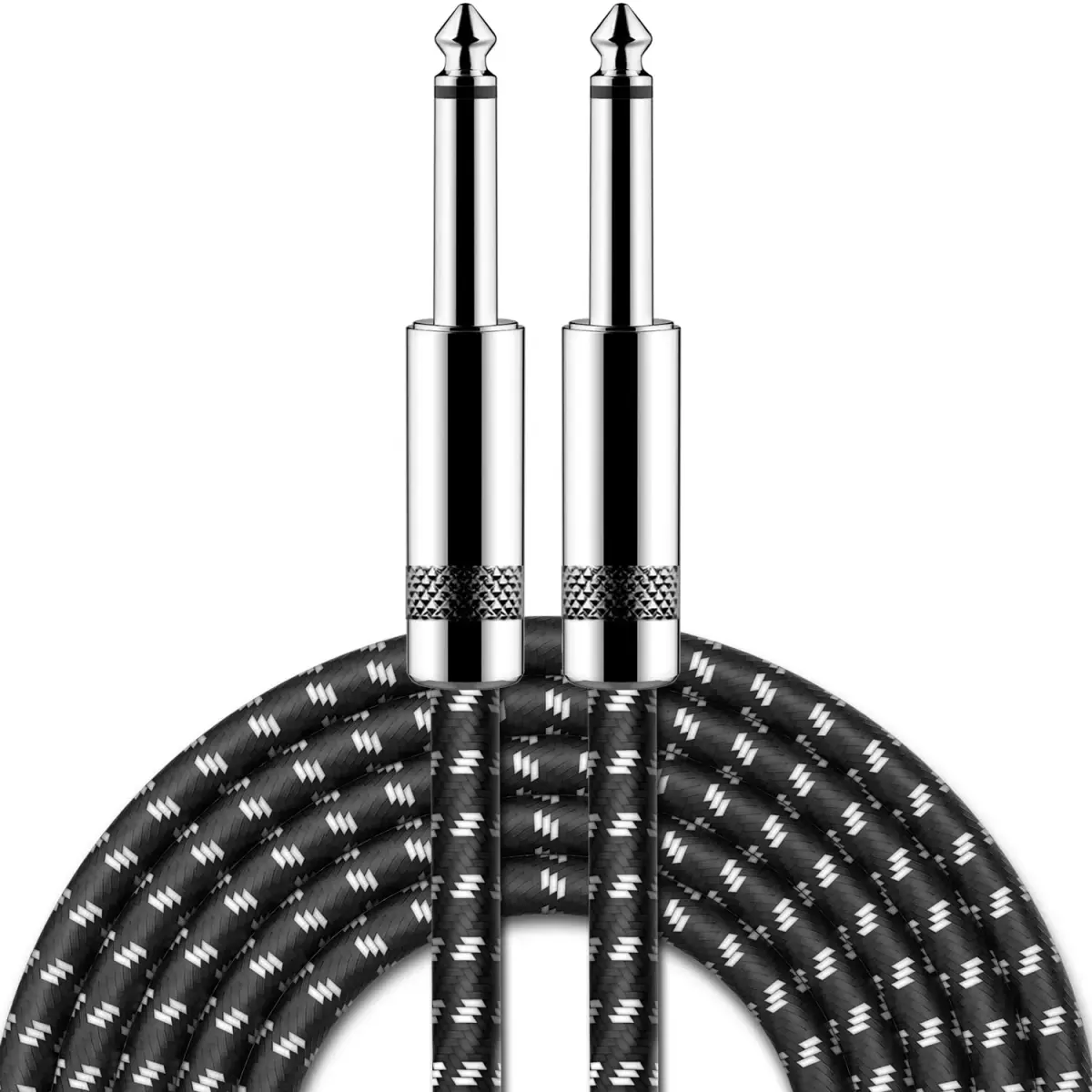 New Bee 10ft Straight Guitar Cable - Black White - main product image