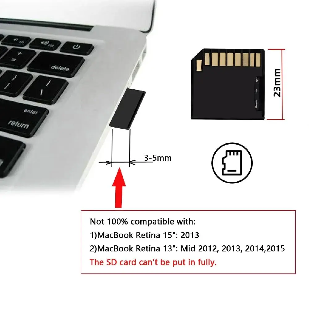cablecc Micro SD to SD Card Adapter | Low Profile Short Body for Mac Laptops, 512GB Max Capacity - view 5