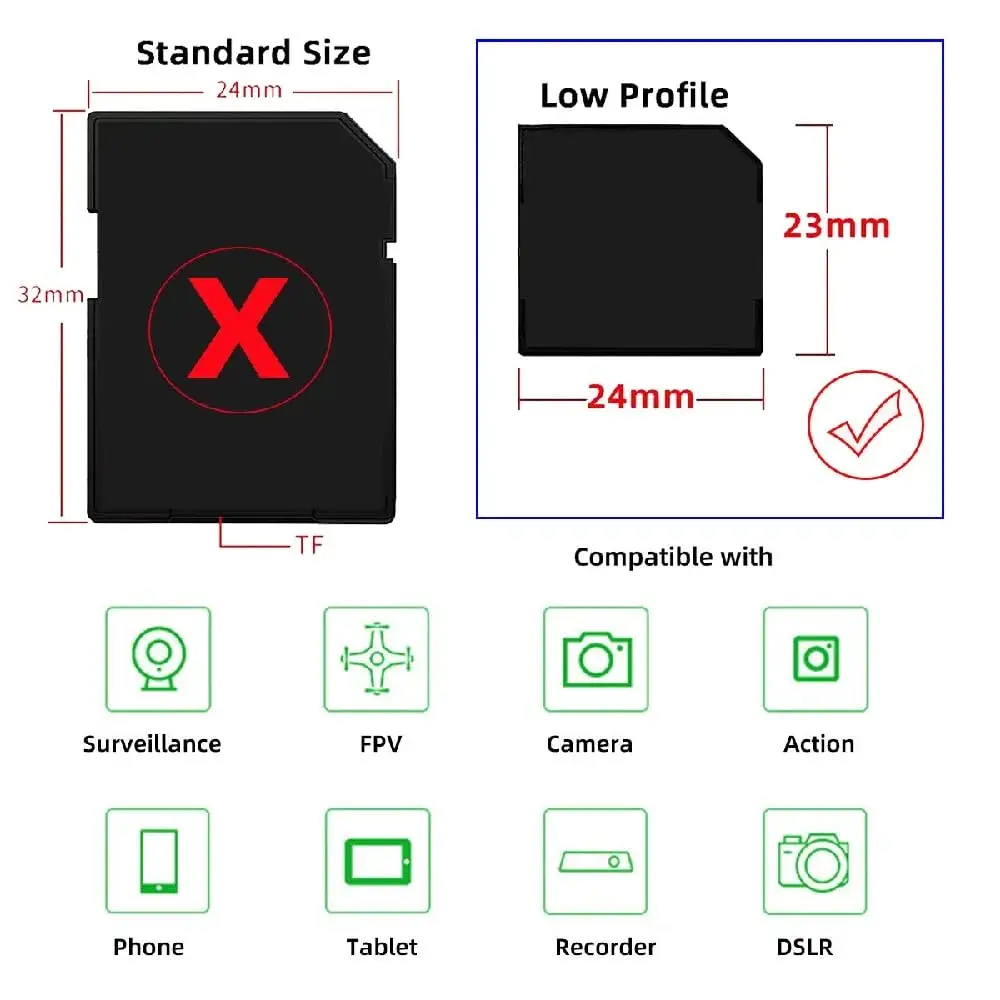 cablecc Micro SD to SD Card Adapter | Low Profile Short Body for Mac Laptops, 512GB Max Capacity - view 7