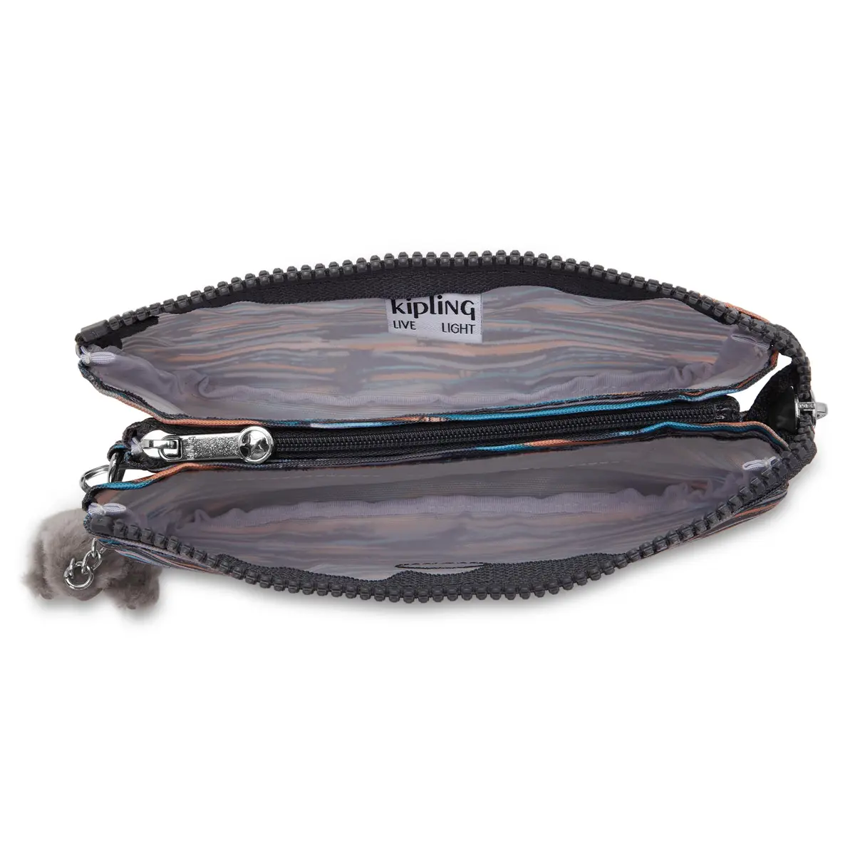 Kipling Creativity L Pouch, Lightweight Large Organizer Case with Zip Closure & Multiple Compartments - Mineral Stripes - view 2