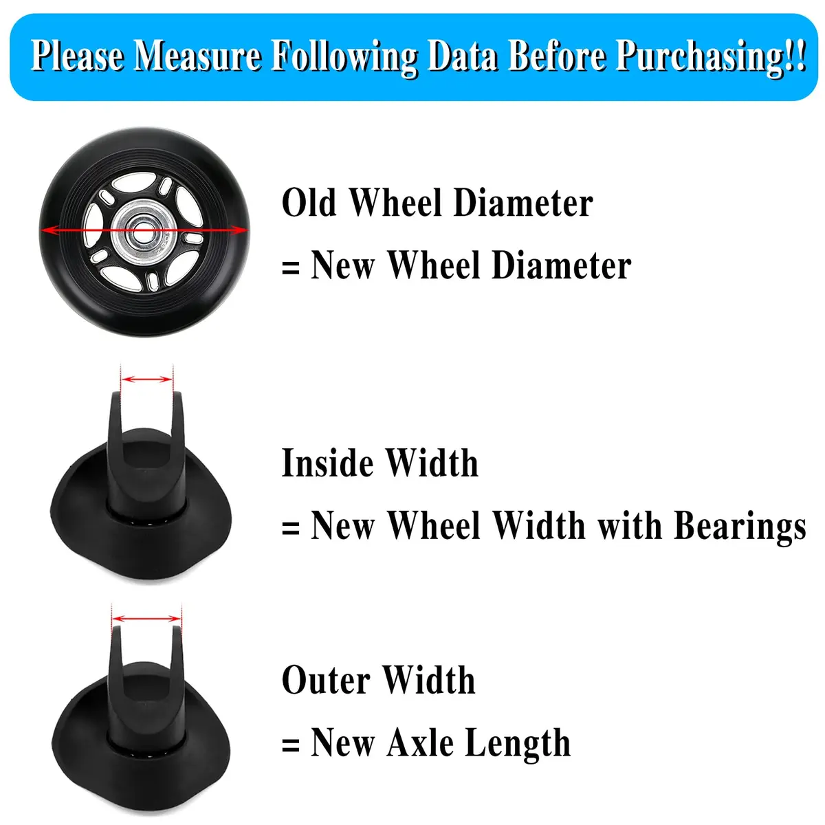 OwnMy 70mm x 24mm Replacement Luggage Wheels Set of 2 | Silent & Durable Suitcase Swivel Wheels - view 6