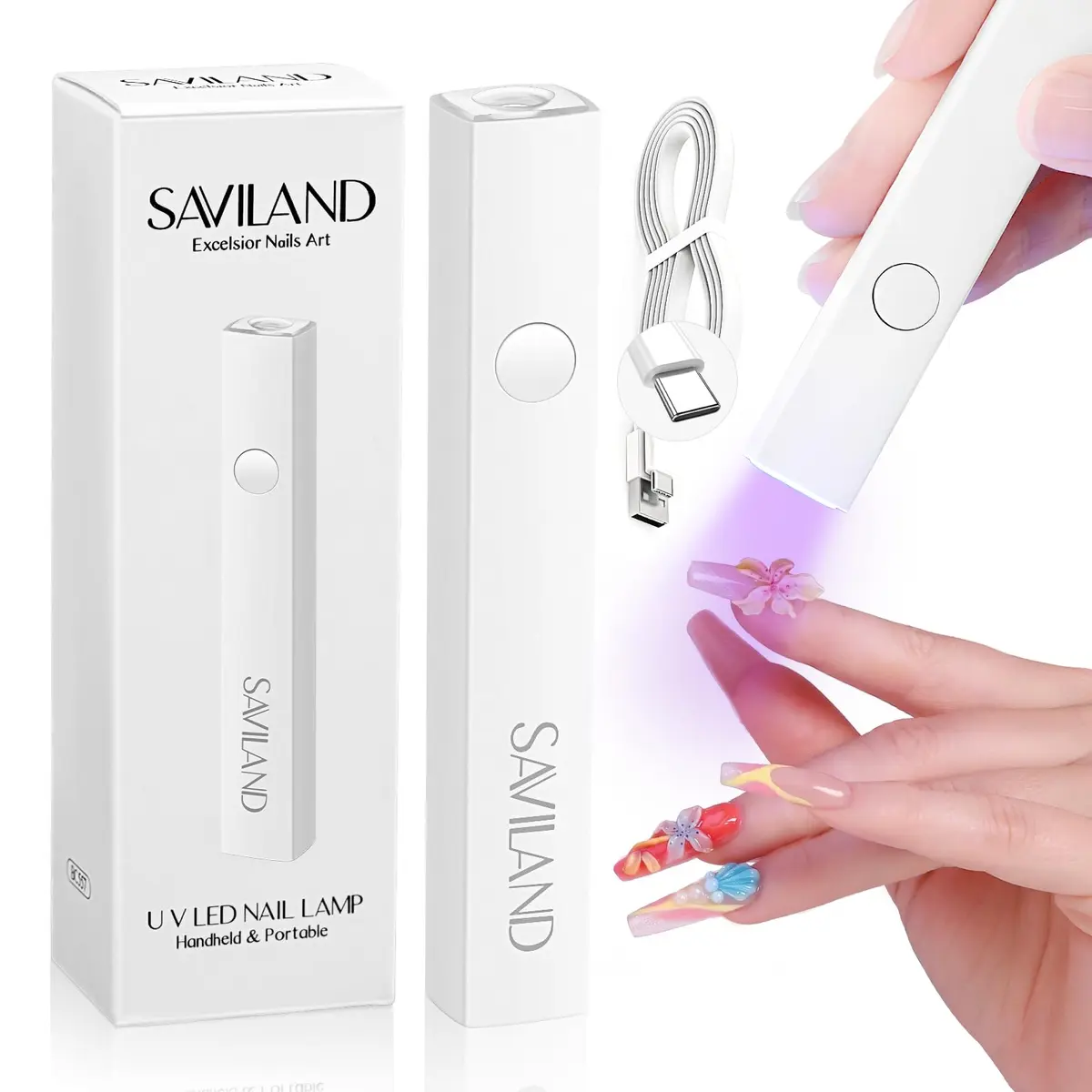 SAVILAND Cordless Mini UV Nail Lamp 6W | Flash Cure & Prevents Gel Shifting - main product image
