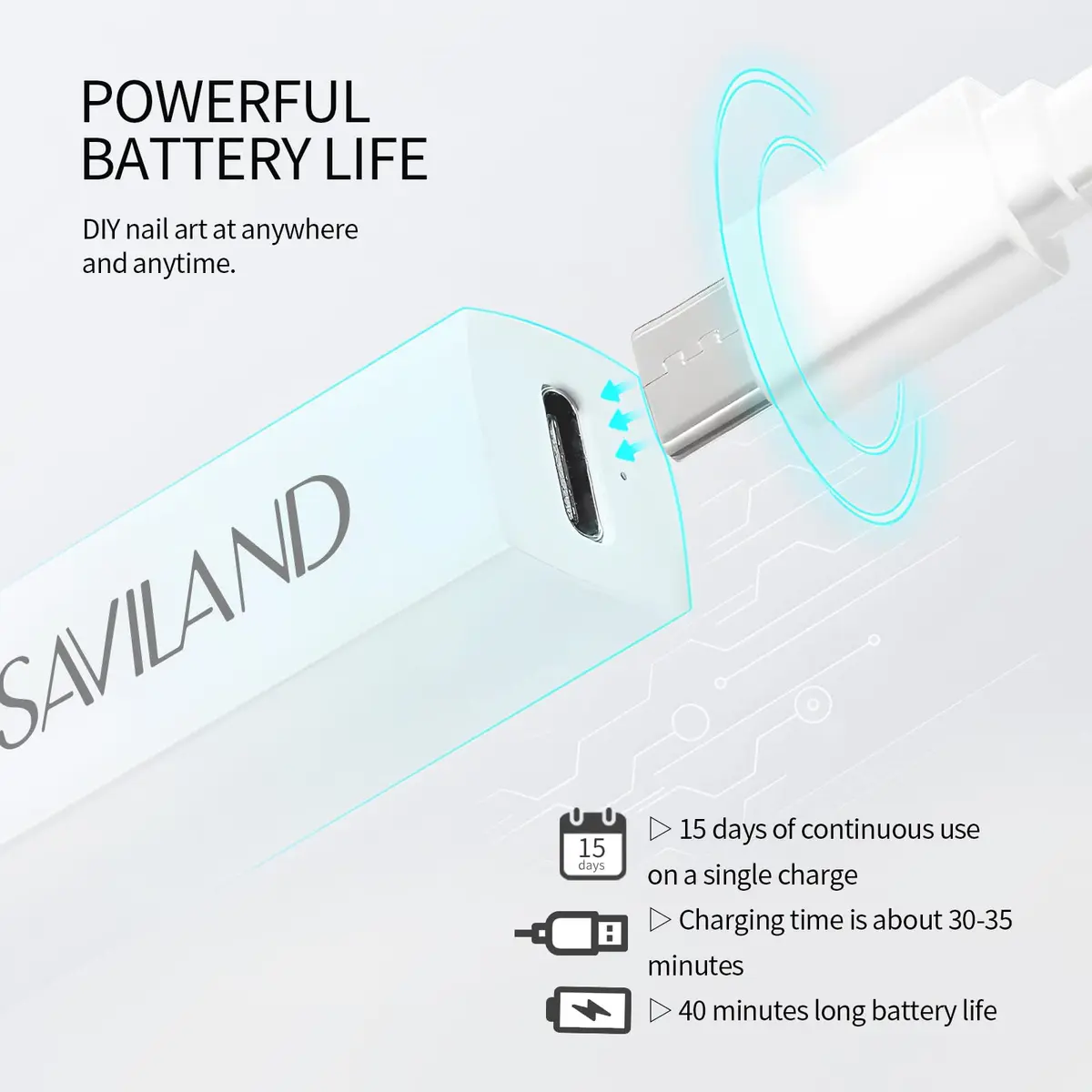 SAVILAND Cordless Mini UV Nail Lamp 6W | Flash Cure & Prevents Gel Shifting - view 5