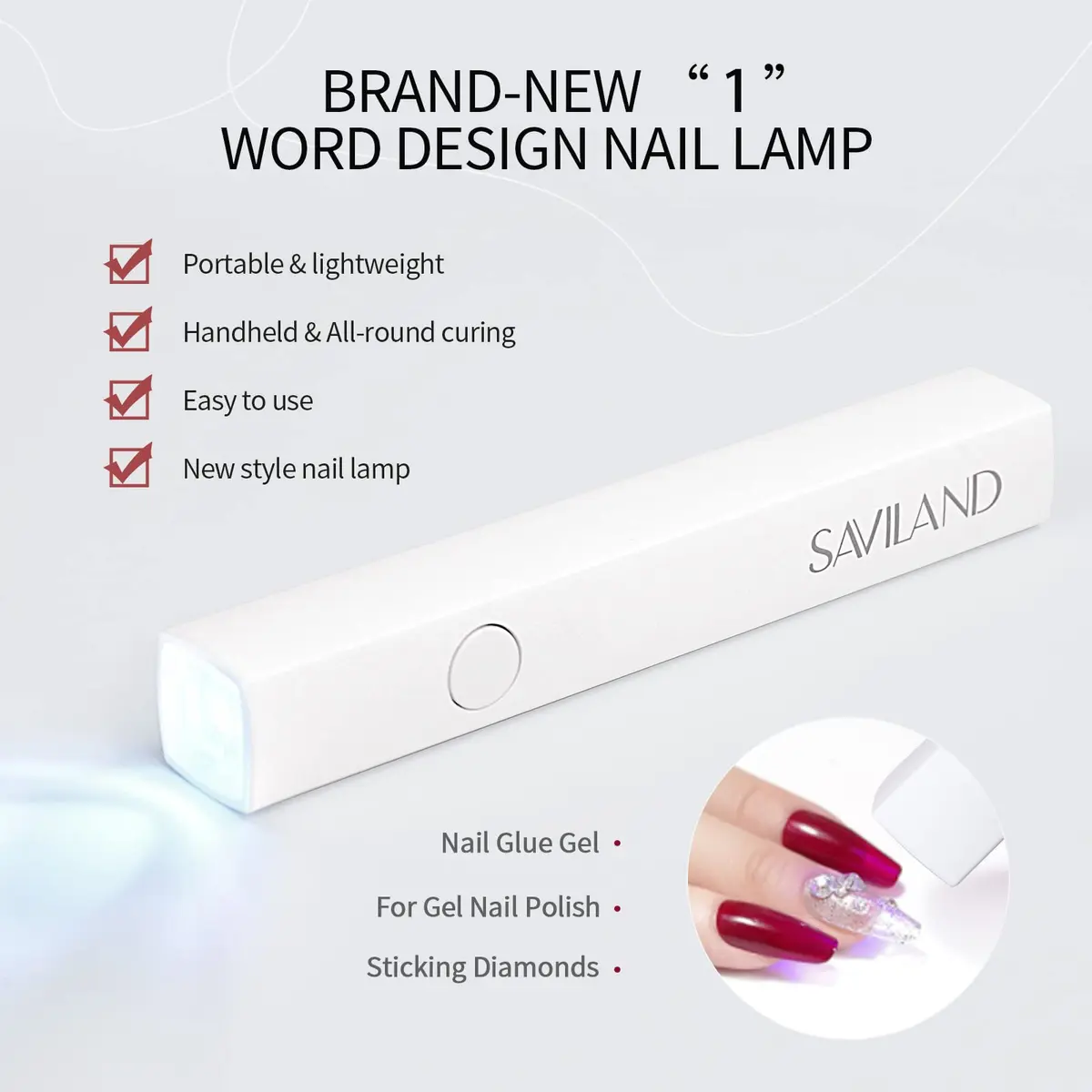 SAVILAND Cordless Mini UV Nail Lamp 6W | Flash Cure & Prevents Gel Shifting - view 2