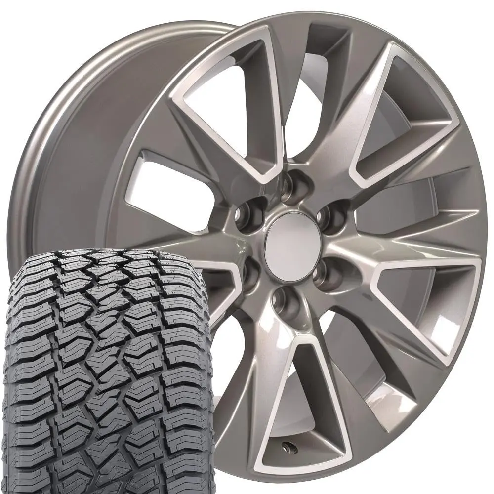 OE Wheels CV26 20x9 Silver Wheels Set | 6x139.7 Bolt Pattern & Sailun Tires - main product image