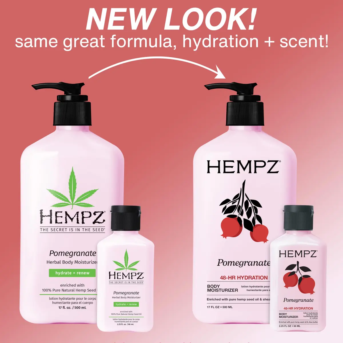 Hempz Pomegranate Herbal Body Moisturizer 2.25 oz | Paraben-Free, Anti-Aging, Hydrating Cream for All Skin Types - view 2