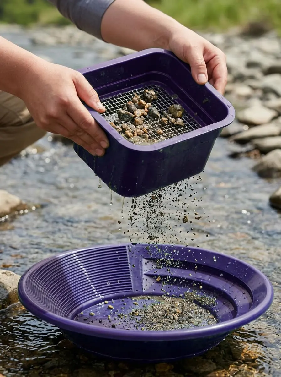 Sluice Fox Gold Panning Kit with Classifier, 2 Pans & Backpack - Purple | Prospecting Equipment - view 4