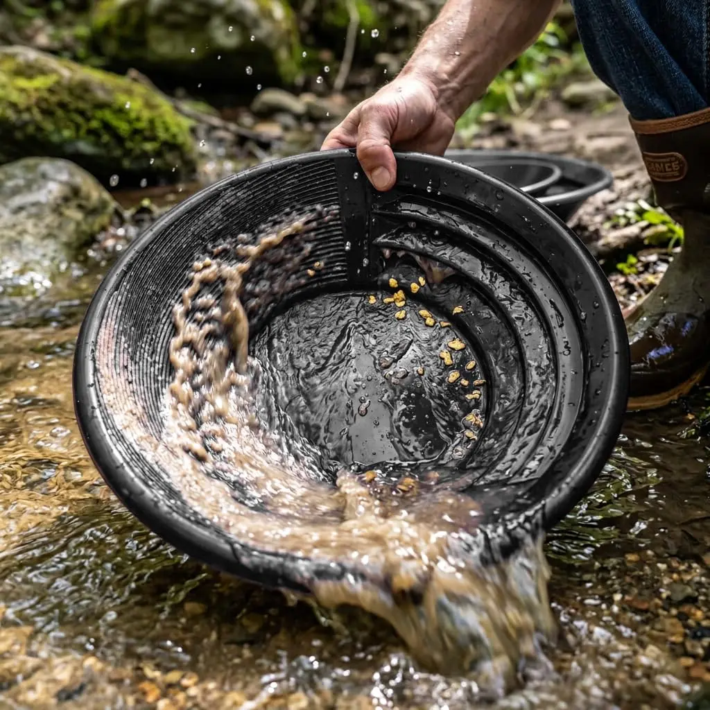 Sluice Fox Gold Panning Kit with 12" Pocket Sluice & 2 Gold Pans - Black | Prospecting Equipment for Gold - view 5